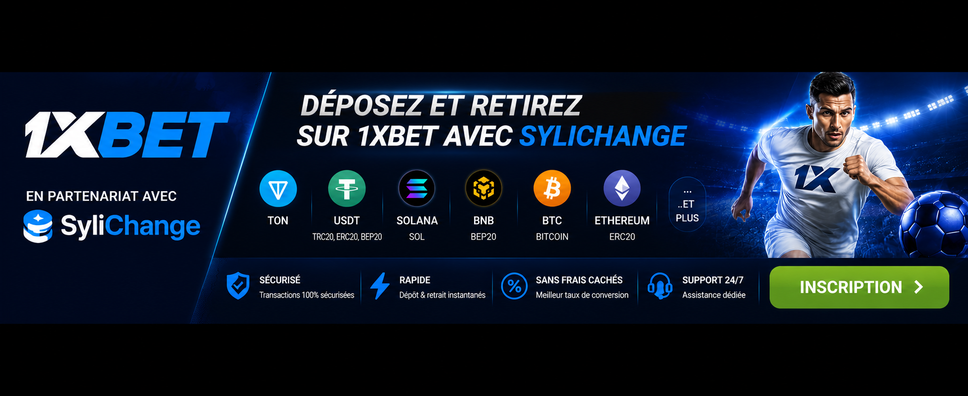 1xBet — paris sportifs, dépôt crypto
